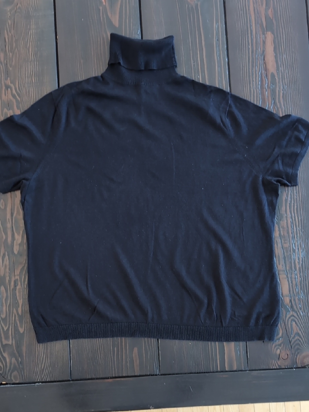 Jones New York Black Ribbed Turtleneck Short Sleeve Silk And Cashmere Top 2X